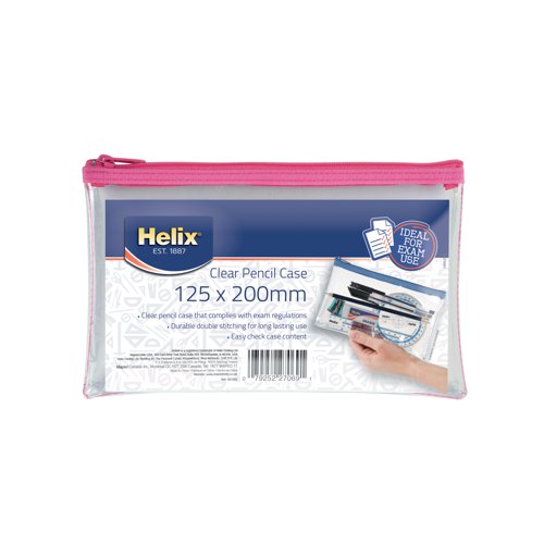 Helix 8x5 Inches PVC Pencil Case Clear (Pack of 12) X27069