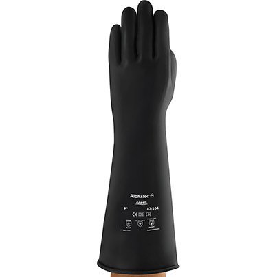 Ansell AlphaTec 87-104 Blk Latex Chemical-Resistant Gloves 8
