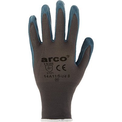 Arco Grip Light Grey Nitrile-Coated Work Gloves Pairs 6 (Pack of 12)