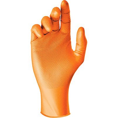 Grippaz Hot Orange Nitrile Chemical-Resistant Gloves 7 (Pack of 50)