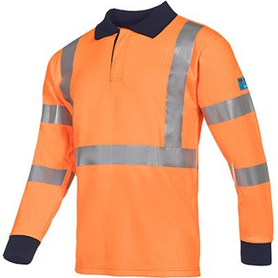 Sioen Lerby Orange Long-Sleeve Hi-Vis Arc-Polo Shirt 4XL