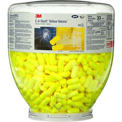 3M E-A-Rsoft Yellow Neon Disposable Earplugs Refill Pack Pairs (Pack of 500)