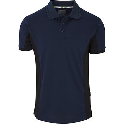 Trojan Contrast Navy/Black Wicking Polo Shirt S