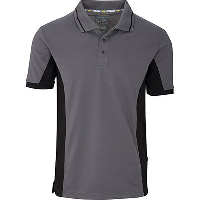Trojan Contrast Grey/Black Wicking Polo Shirt M