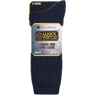 ARC02103 | Supplied in packs of two pairs, these luxury cotton-rich socks have Comfort toe seams to help prevent irritation from rubbing, and cushioned soles to make them perfect for busy workers on their feet all day.