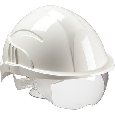 Centurion Vision Plus White Unvented Reduced-Peak Wheel-Ratchet Safety Helmet
