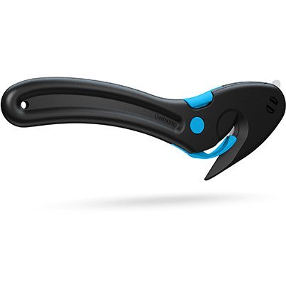 ARC91920 | This MARTOR safety knife features a pointed nose that handily pierces plastic sacks and creates openings in film-wrapped pallets. With safety primarily in mind, the concealed blade prevents fingers from coming into contact, while the locking mechanism prevents unauthorised personnel changing blades. An attached material guide helps to lead thin film and paper sheets to the blade too, making it easier to cut awkward materials that are liable to bend or fold.