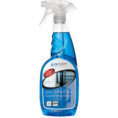 Super Professional Products Glass and Stainless Steel Cleaner Spray 750ml (Pack of 6)