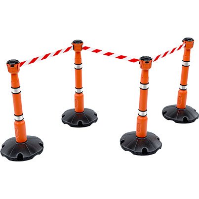 Skipper Orange Retractable Barrier with Red/White Belt