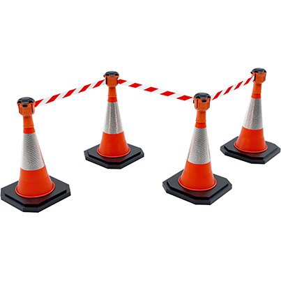Skipper Orange Retractable Barrier with Red/White Belt