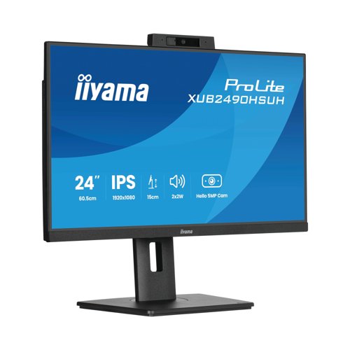 II12551 | The XUB2490HSUH is a first-rate 24 inch desktop monitor designed for both professional and personal use. The IPS matrix ensures precise and consistent colour reproduction, delivering stunning visuals with wide viewing angles. Featuring a Blue Light Reducer and flicker-free LCD technology, it reduces eye strain, providing a comfortable viewing experience. Equipped with a 15 cm height-adjustable stand offering pivot and swivel functions, it allows for easy customization of screen position to suit your preferences. Moreover, it boasts a high-quality built-in 5MP autofocus webcam with a privacy shutter and microphone compliant with Windows Hello, adding convenience and security to your workspace.
