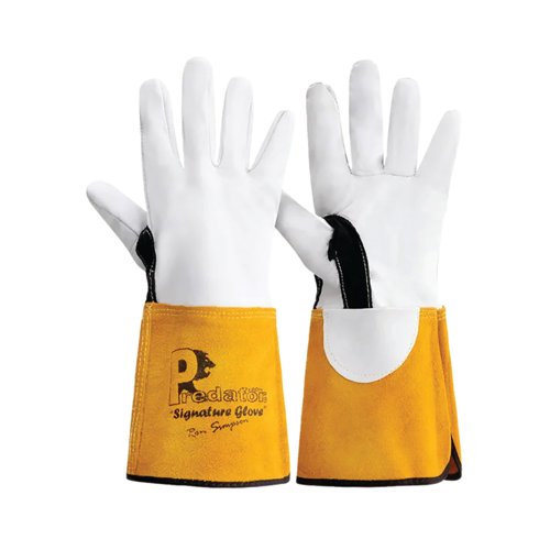 Pred 6 Signature Goat Hide Leather Gauntlet 1 pair White/Orange 10 PRED6
