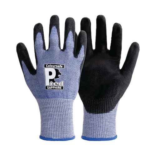 Pred Sapphire Cut F Safety Gloves Polyurethane Palm 1 Pair Blue/Black 11 PRED13-11