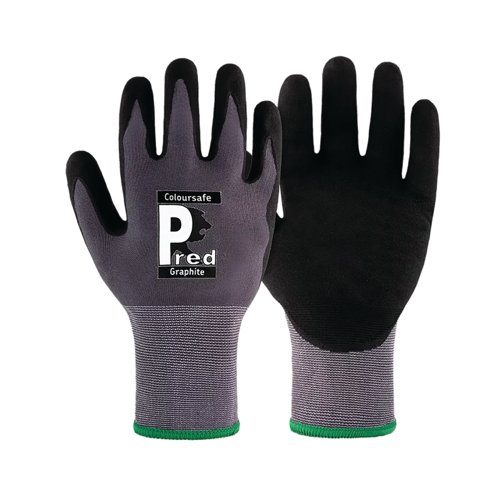 Pred Graphite Cut 1 Safety Gloves Nitrile Micro Foam Palm Coated Black/Grey 7 MF15A-7