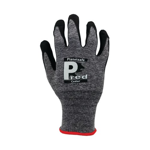 Pred Cedar Cut 1 Safety Gloves Nitrile Palm Coating 1 Pair Black/Grey 10 RPET15A-10