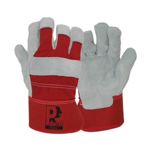Pred Force Cut 2 Split Leather Rigger Gloves 1 Pair Red/White 10 (Pack of 10) HAR2