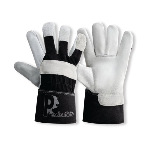 Predator Power Plus Split Leather Rigger Gloves 1 Pair White/Black 11.5 (Pack of 10) RS1B/VL