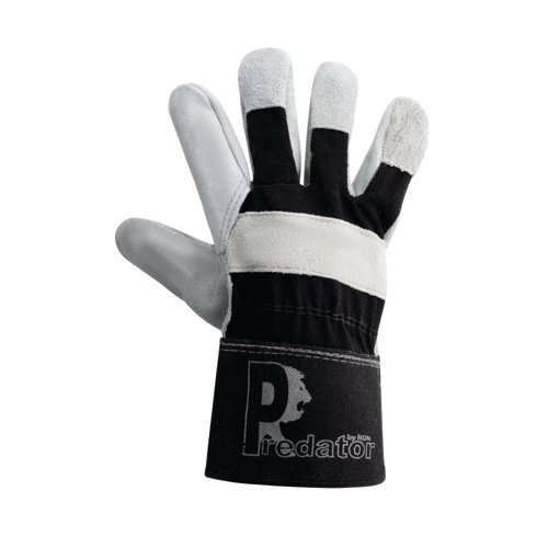 Predator Power Plus Split Leather Rigger Gloves 1 Pair White/Black 11.5 (Pack of 10) RS1B/VL