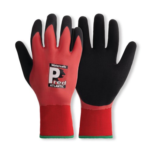 Pred Atlantic Watersafe Cut 1 Safety Gloves 1 Pair Red/Black 9 (Pack of 10) WS1-9