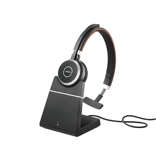 Jabra Evolve 65 SE UC Monaural Wireless Headset Link380 USB-A Adapter + Charging Stand 6593-833-499