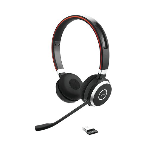 Jabra Evolve 65 SE UC Stereo Wireless Headset Link 380 USB-A Adapter + Charging Stand 6599-833-499