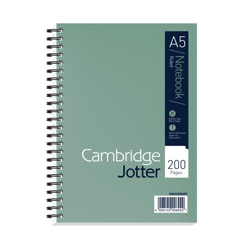 Cambridge Ruled Margin Wirebound Jotter Notebook 200 Pages A5 (Pack of 3) 400039063