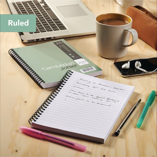 Cambridge Ruled Margin Wirebound Jotter Notebook 200 Pages A5 (Pack of 3) 400039063