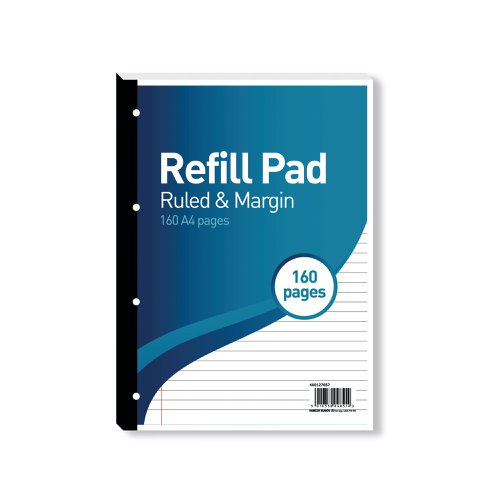 Hamelin 8mm Ruled/Margin Refill Pad A4 80 Sheet (5 Pack) 400127657 Refill Pads JD04851