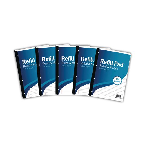 Hamelin 8mm Ruled/Margin Refill Pad A4 80 Sheet (5 Pack) 400127657 Refill Pads JD04851