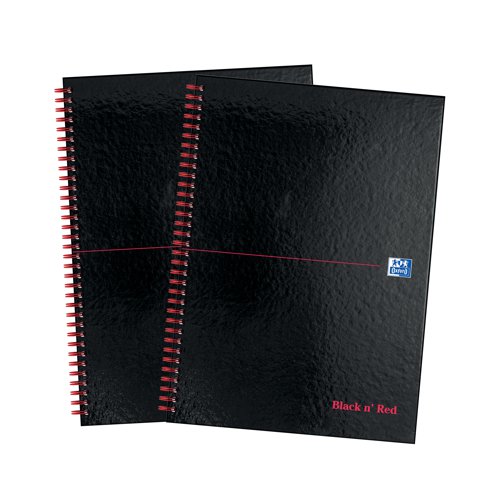 Oxford Black N Red Hardback Wirebound Notebook 140 Pages A4 (Pack of 2) 400194794