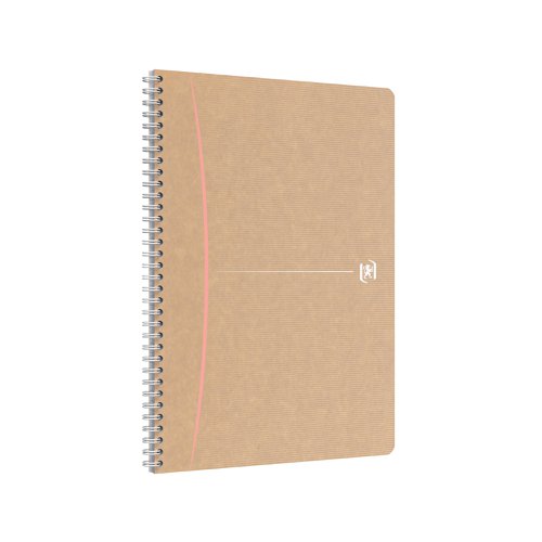 The Oxford Touareg notebook made with recycled paper, is long lasting, looks good and above all, does not compromise on quality. Made with natural white, 100% recycled, Optik Paper to write on both sides of the page with no show-through of ink, the notebook is encased in a simple kraft cover for a sleek style without compromising on resistance. Featuring wire binding to lie flat when open, these A4 notebooks are supplied in a pack of five.