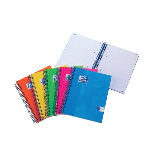 Oxford Touch Wirebound Hardback Notebook A5 Assorted (5 Pack) 400110083 | Hamelin