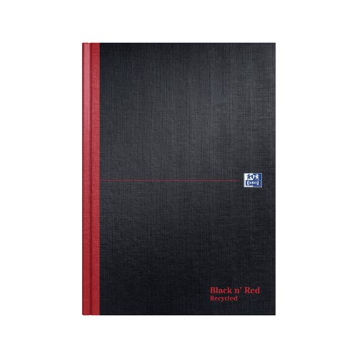 Oxford Black N Red Hardback Casebound Recycled Notebook 192 Pages A4 (Pack of 2) 400194939