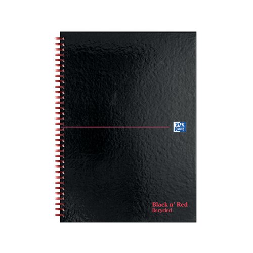 Oxford Black N Red Hardback Wirebound Recycled Notebook 140 Pages A4 (Pack of 2) 400194990