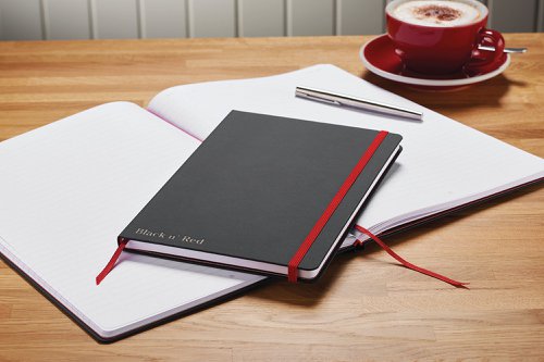 Black n' Red Casebound Hardback Notebook Ruled A4 Black 400038675