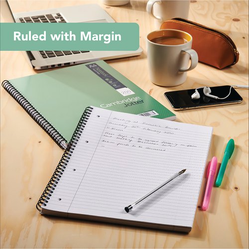 Cambridge Ruled Margin Wirebound Jotter Notebook 200 Pages A4 (3 Pack) 400039062