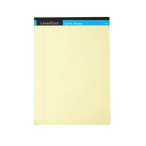 Cambridge Everyday Ruled Legal Pad 100 Pages A4 Yellow (10 Pack) 100080179