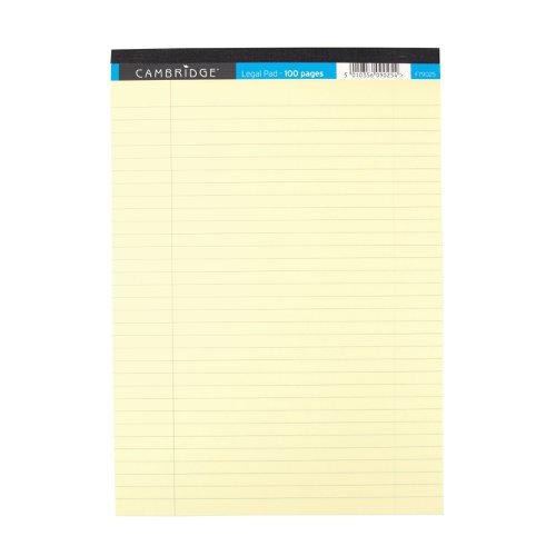 Cambridge Everyday Ruled Legal Pad 100 Pages A4 Yellow (Pack of 10) 100080179