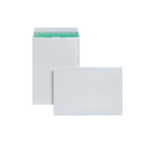 JDL80281 | These environmentally friendly Basildon Bond envelopes are made from smooth, 100% recycled, heavyweight 120gsm white paper and feature a simple and secure peel and seal closure. Ideal for unfolded A4 documents, these C4 envelopes have an opaque green interior for confidential mailing. This pack contains 50 white envelopes.