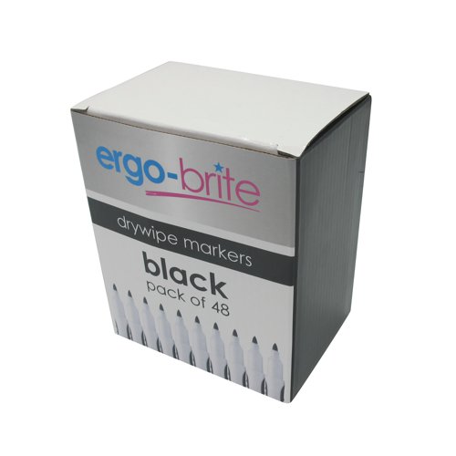 Ergo-Brite Drywipe Marker Rubber Grip Black (Pack of 48) JN10110 | 