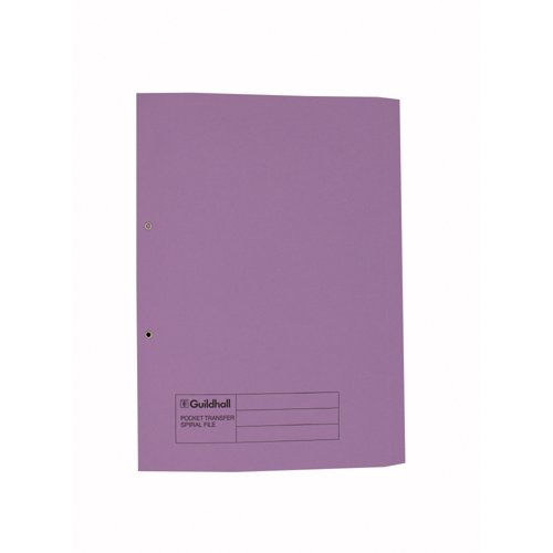 Exacompta Guildhall Transfer Spiral Pocket File 315gsm Foolscap Mauve (Pack of 25) 349-MVEZ