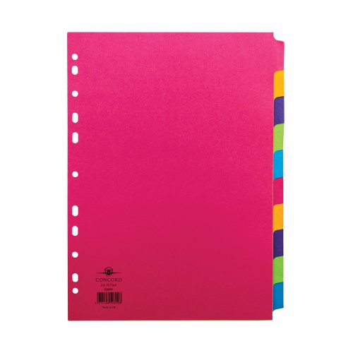 Concord Divider 10-Part A4 160gsm Bright Assorted 50899 | Pukka Pads Ltd