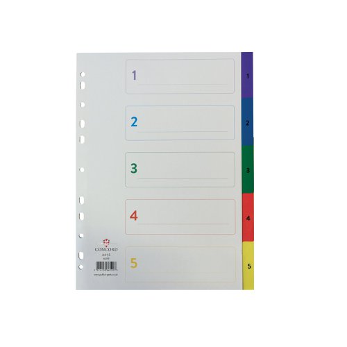 Concord 1-5 Index Polypropylene Multicoloured A4 66299