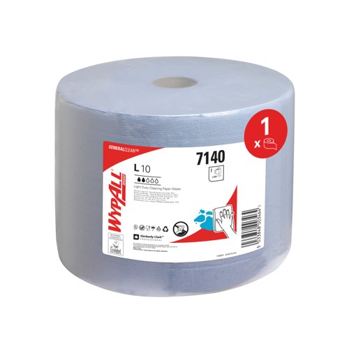 Wypall L10 General Clean Light Duty Wipes Extra Large Roll Blue 7140