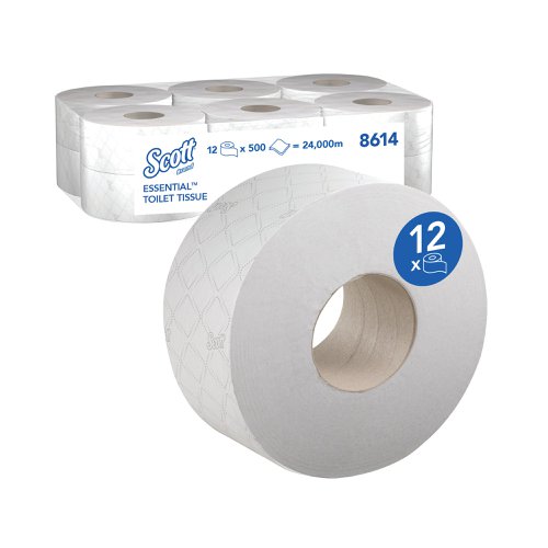 Scott Mini Jumbo Toilet Tissue Roll 200m (Pack of 12) 8614