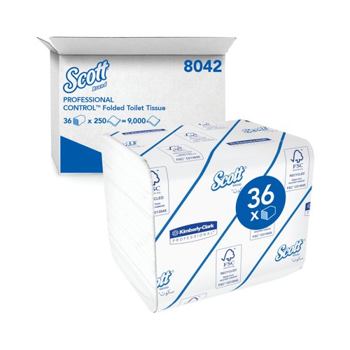 Scott Toilet Tissue Refills 250 Sheets Bulk (Pack of 36) 8042