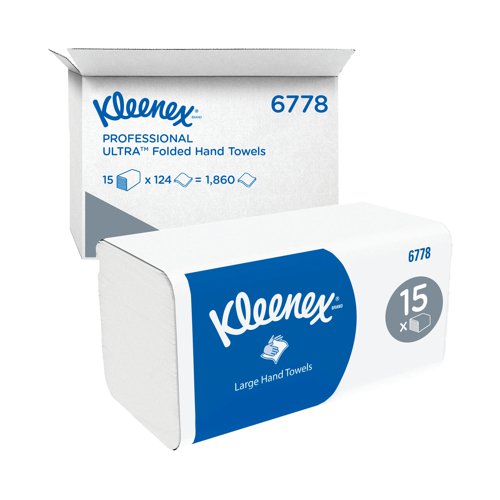 Kleenex 2-Ply Ultra Hand Towel 124 Sheets (Pack of 15) 6778