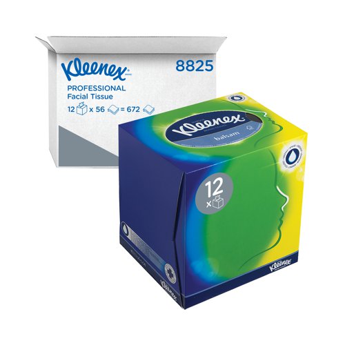 Kleenex Balsam Facial Tissues Cube 56 Sheets (Pack of 12) 8825 Facial Tissues KC03377