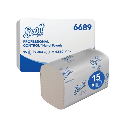 Scott Control 1-Ply Hand Towels Interfold 304 Sheets White (Pack of 15) 6689