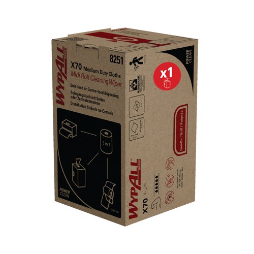 Wypall X70 Power Clean Midi Roll Wiper Blue 8251